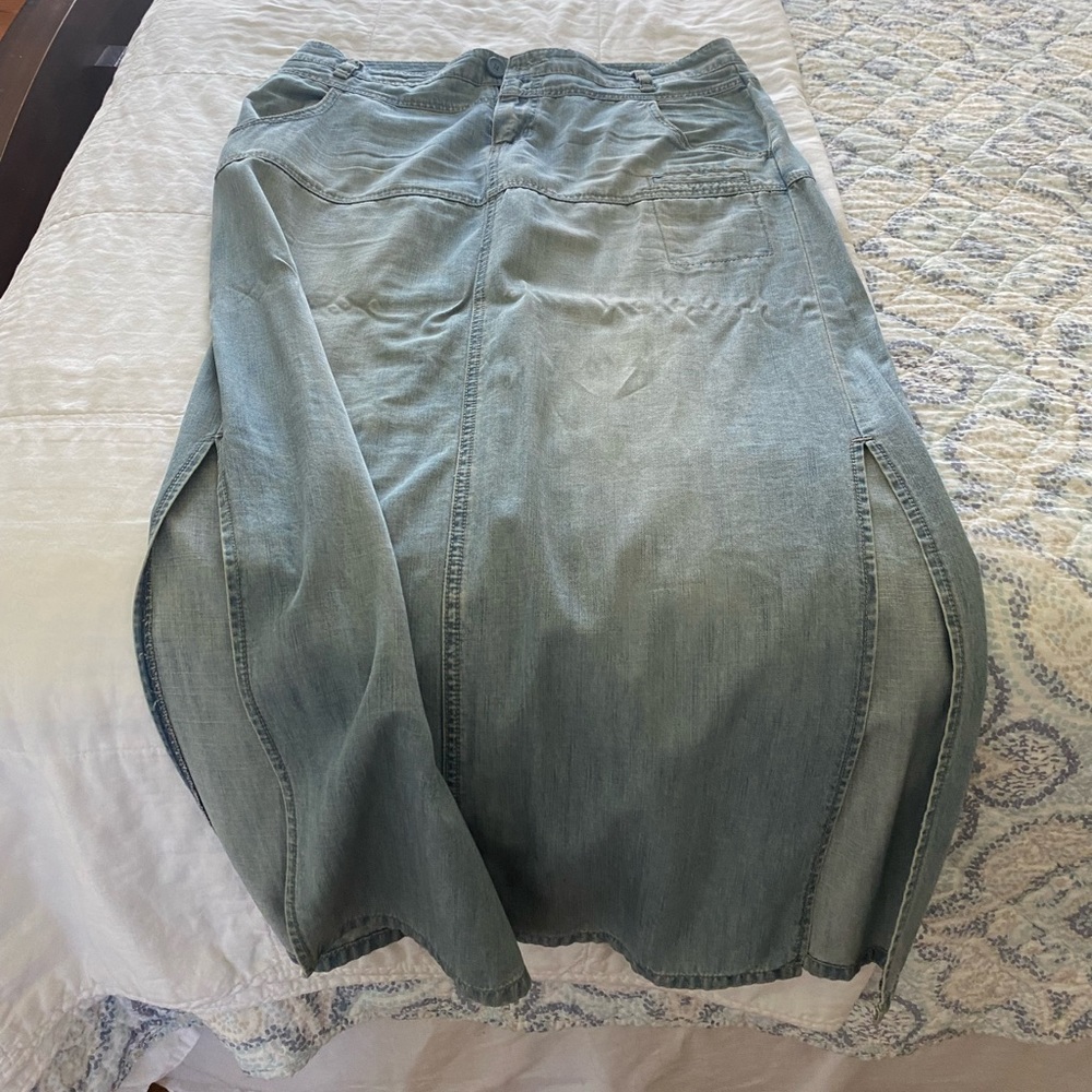 London Jean full length skirt with 2 side slits